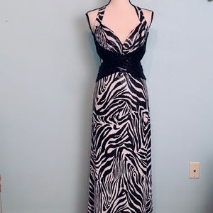 Masquerade Zebra Print Black/White Long Gown